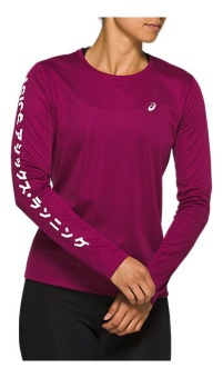 Футболка ASICS KATAKANA LS TOP, женская, бордовый